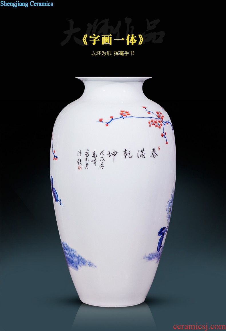 Jingdezhen ceramic powder enamel famous hand-painted vases, harmony is the sitting room of Chinese style household rich ancient frame decorative furnishing articles