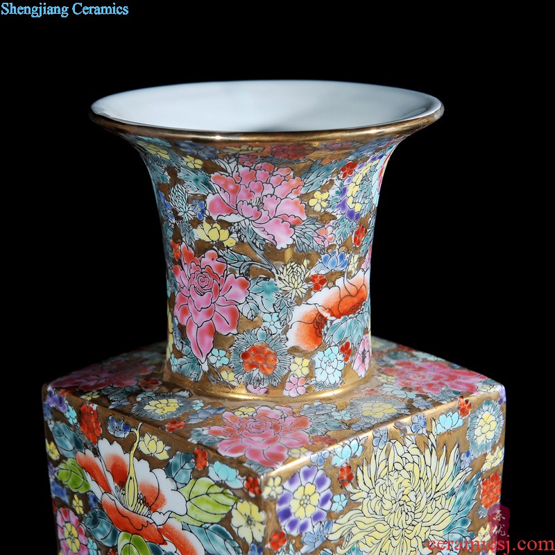 Jingdezhen ceramics Dong-ming li hand-painted pastel landscape vase New Chinese style household handicraft furnishing articles sitting room