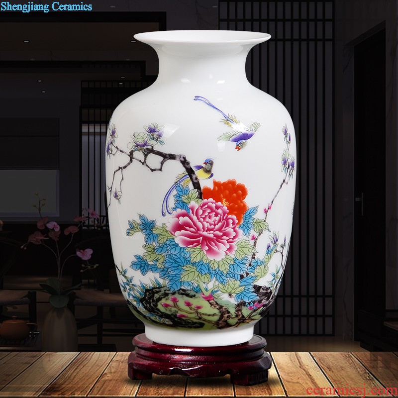 Famous jingdezhen ceramics powder enamel vase flower arranging place Chinese style household living room TV cabinet decoration process