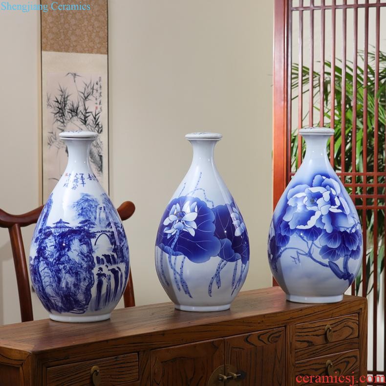 Jingdezhen ceramics hand-painted blue and white porcelain vase general storage jar jar of furnishing articles of new Chinese style household ornaments