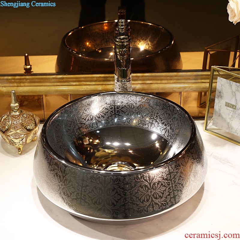 Gold cellnique stage basin of jingdezhen ceramic lavabo that defend bath lavatory basin Square glass stones