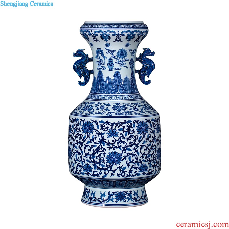 Sz - 035 blue and white porcelain of jingdezhen ceramics jiangnan spring scenery of large vase home sitting room adornment is placed