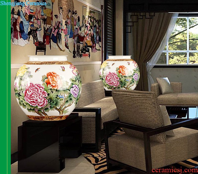 Jingdezhen ceramics vases, flower arrangement and calligraphy cylinder scroll cylinder large decorative home sitting room decorate floor furnishing articles