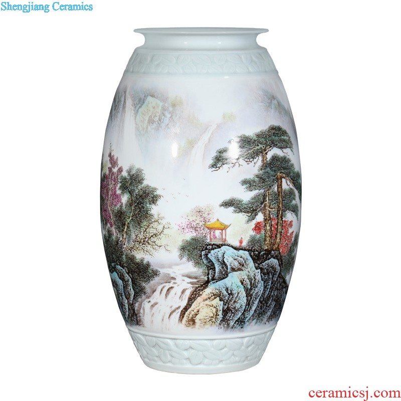 Jingdezhen ceramics vase Wang Yunxi hand-painted golden blue and white porcelain is good news Contemporary sitting room handicraft furnishing articles