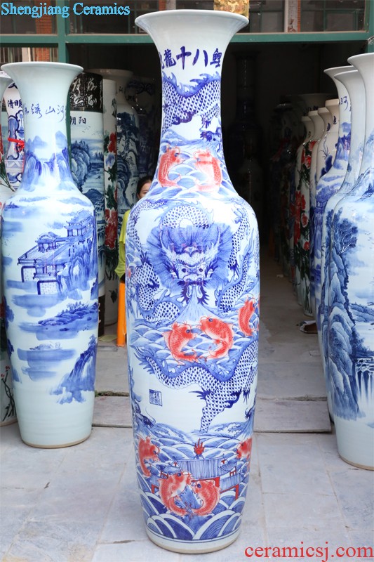 Jingdezhen ceramic famille rose 113 phoenix peony modern landing big bottle of home sitting room hotel decoration