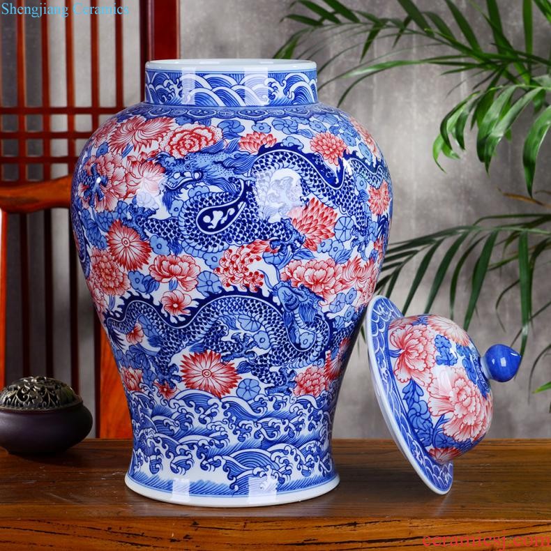 Jingdezhen ceramics vase hand-painted flower arranging furnishing articles of Chinese style living room TV cabinet decoration porcelain home decoration