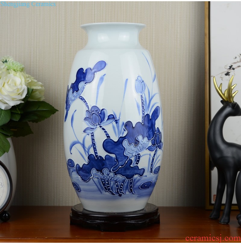 Jingdezhen ceramics fashion creative blue and white porcelain vase Color glaze porcelain child sitting room household decoration