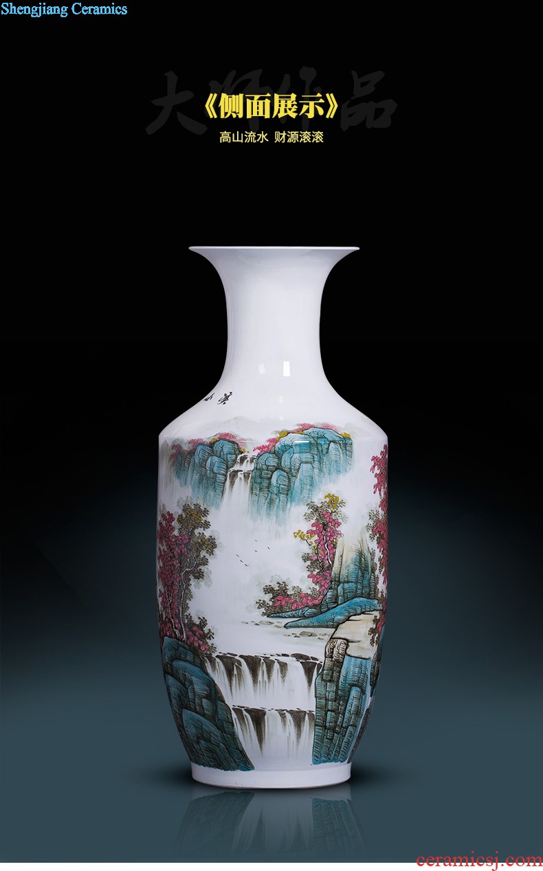 Jingdezhen ceramics antique Chinese landscape painting vase home sitting room adornment is placed the calligraphy and painting scroll cylinder