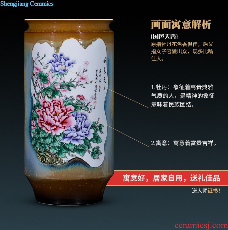 Jingdezhen ceramics famous hand-painted flower arranging device of blue and white porcelain vase furnishing articles rich ancient frame sitting room decoration