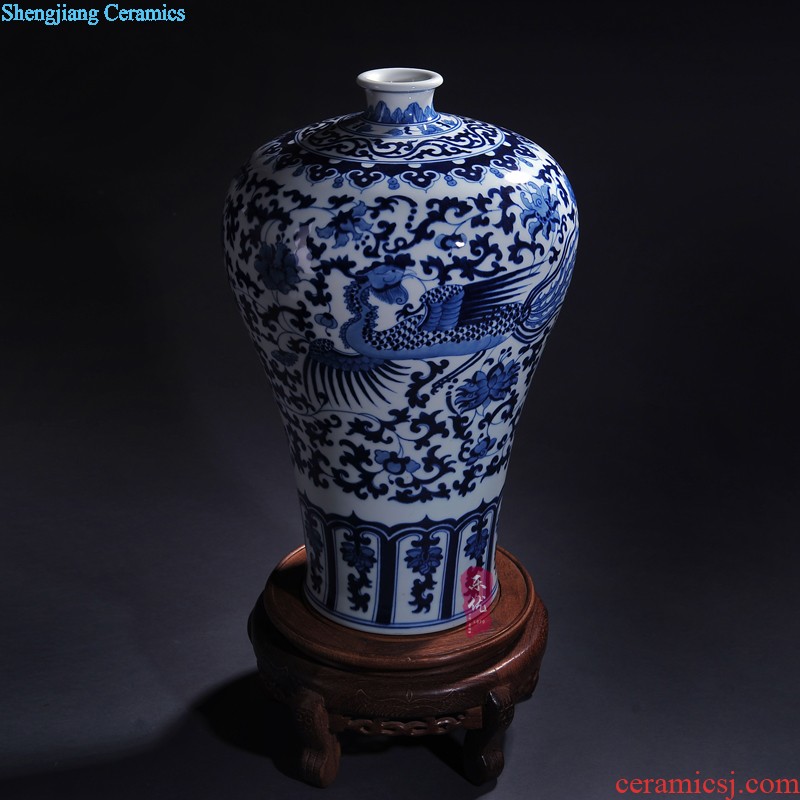 Jingdezhen ceramics vase Wang Yunxi hand-painted success of blue and white porcelain Contemporary sitting room handicraft furnishing articles