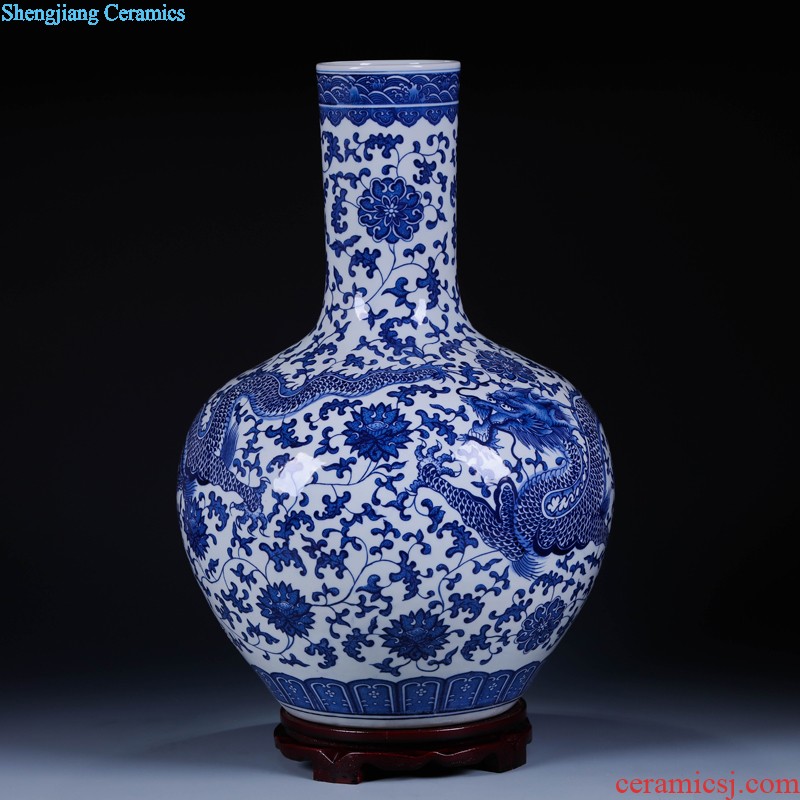 Jingdezhen ceramics Archaize bucket color landscape of blue and white porcelain vase flower implement Chinese style living room handicraft furnishing articles