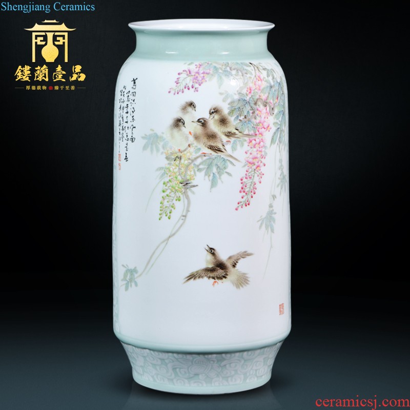 Jingdezhen ceramics hand-painted pastel of large vases, collection of TV ark sitting room adornment of Chinese style household furnishing articles