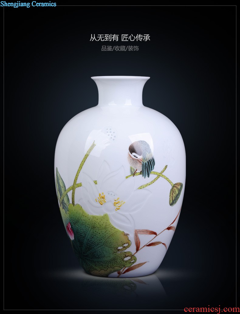 Jingdezhen ceramics vase Wang Yunxi blue and white porcelain rich auspicious flower receptacle Contemporary sitting room handicraft furnishing articles