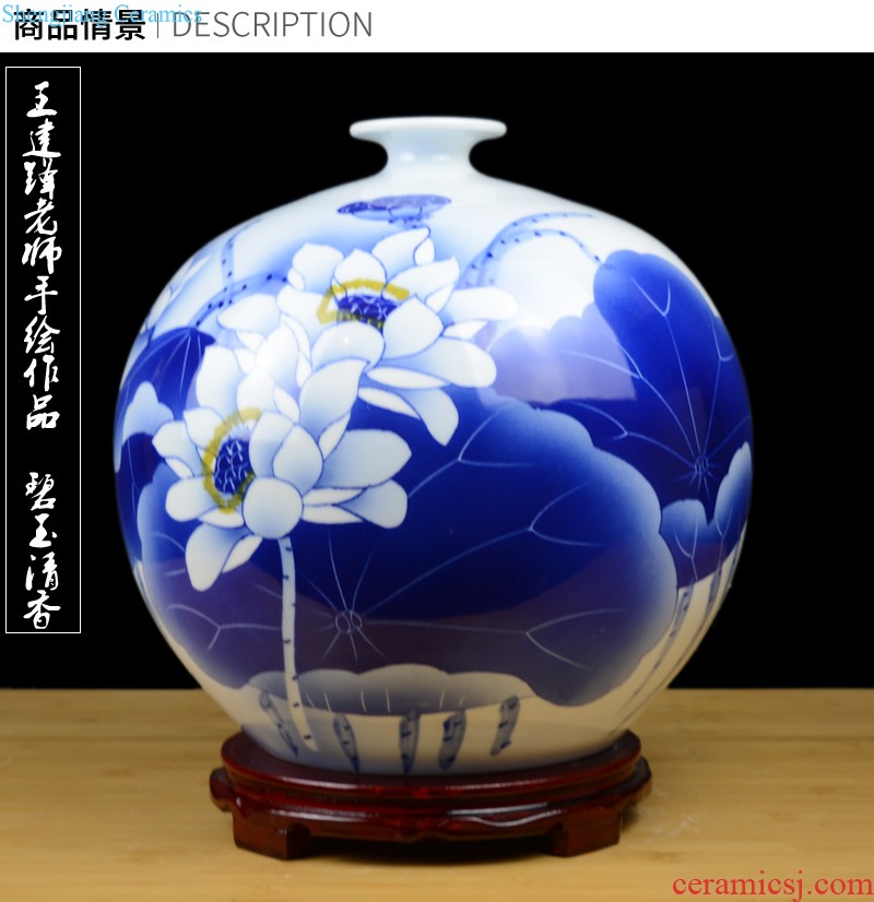 Jingdezhen ceramics celebrity hand-painted porcelain of blue and white porcelain vase household act the role ofing is tasted rich ancient frame large sitting room place