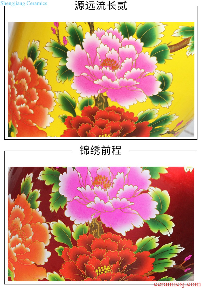 Jingdezhen ceramics red large vases, flower arranging Chinese style household adornment handicraft furnishing articles large living room