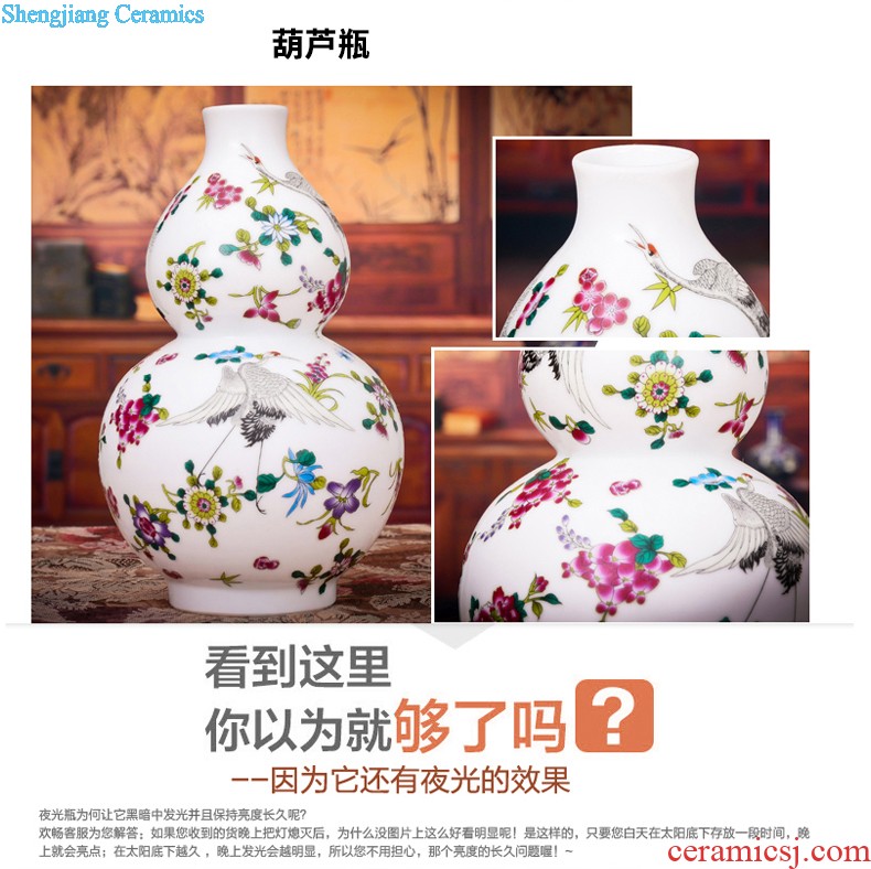 Jingdezhen ceramics antique vase hand-painted painting and calligraphy calligraphy and painting tube of classical Chinese style living room decorations study furnishing articles