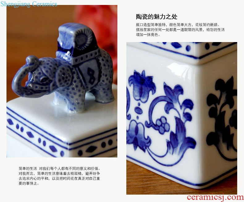 | jingdezhen blue and white ceramics/rain tong household contracted round ceramic pot furnishing articles Household adornment ornament