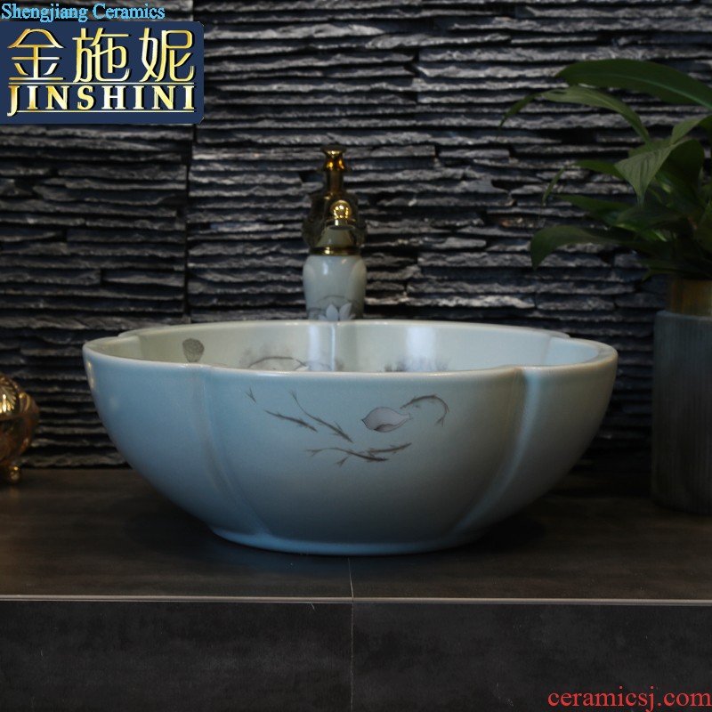 Nordic ceramic art on the stage basin sink round small family toilet small balcony wash basin