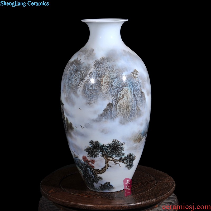 Jingdezhen hand-painted pottery and porcelain vases, flower arrangement, lucky strike home decoration New Chinese style living room furnishing articles