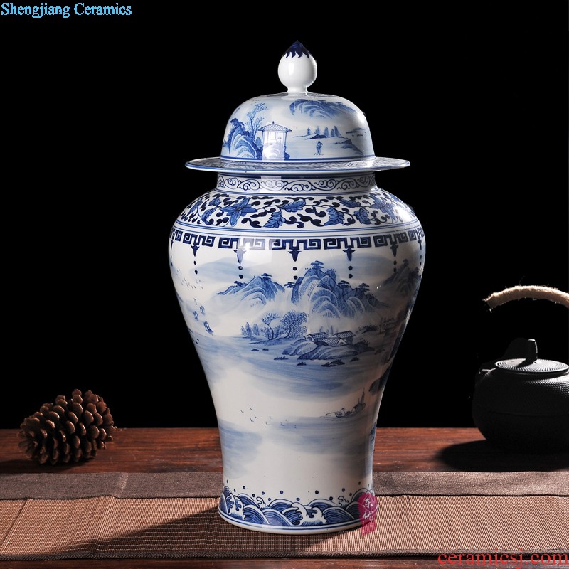 Jingdezhen ceramics hand-painted blue and white porcelain vase flower arrangement of vitality New Chinese style household adornment furnishing articles