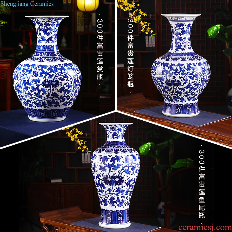 Jingdezhen ceramics of large vase furnishing articles large sitting room of Chinese style household adornment hand-painted porcelain arranging flowers