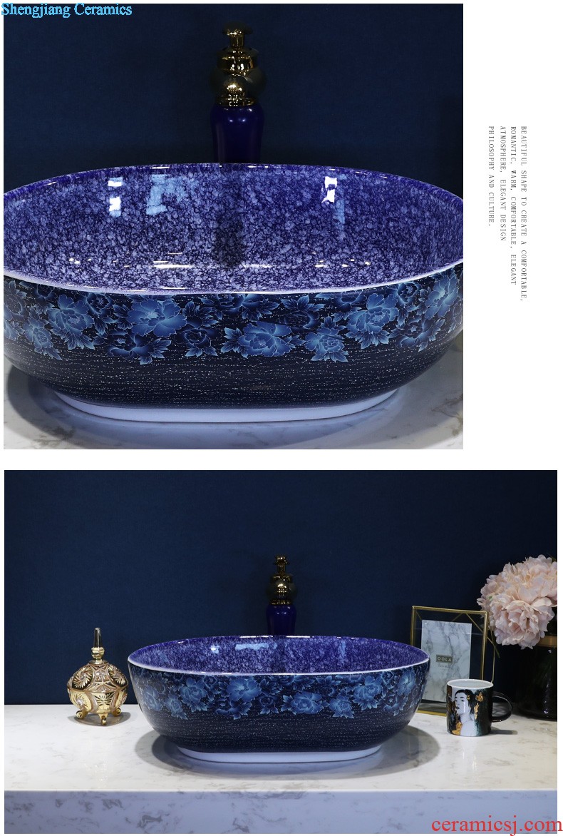 On the ceramic bowl wash gargle lavabo household elliptic art basin bathroom wash a face to face basin sink