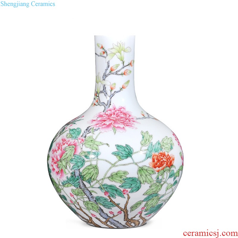 Jingdezhen imperial kiln chinaware archaize qianlong pastel icing on the cake celestial vase sitting room decorative furnishing articles