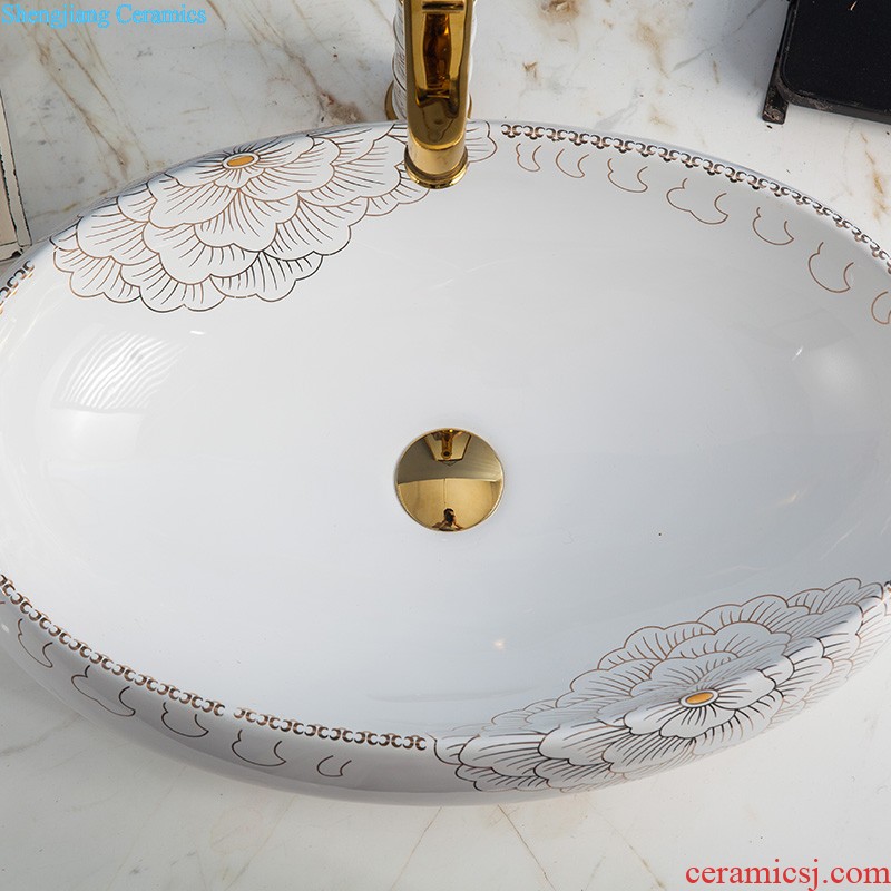 Post, qi more oval stage basin ceramic toilet lavabo that defend bath lavatory art uncluttered golden flower