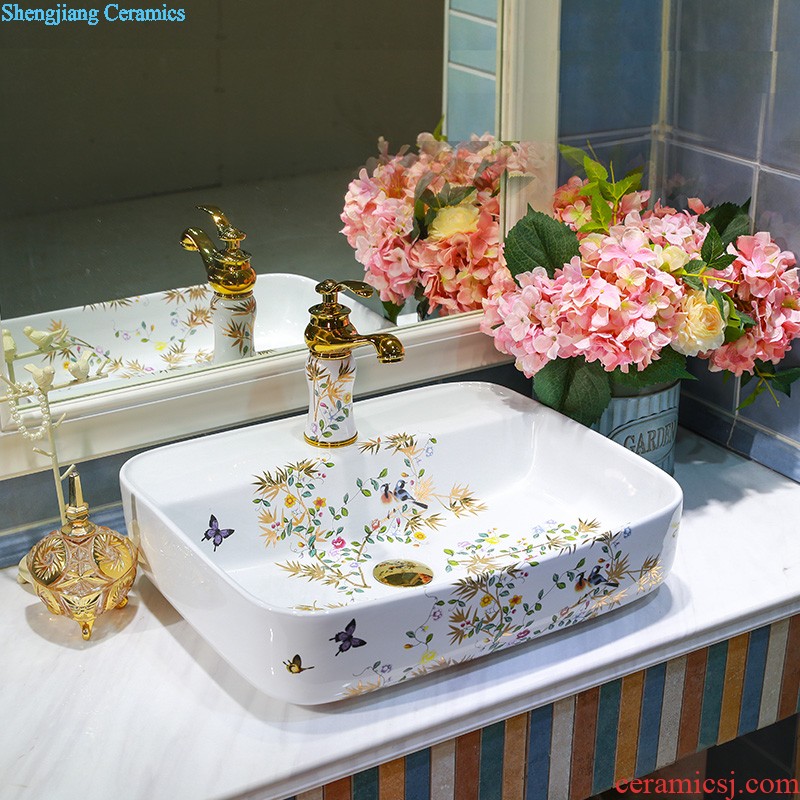 Koh larn, qi stage basin sink ceramic sanitary ware art basin bathroom sinks of the basin that wash a face Circular flower