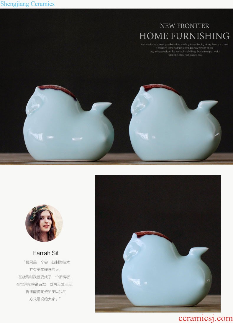 The rain tong household | hand knead shadow celadon porcelain bird Jingdezhen ceramics by hand furnishing articles process