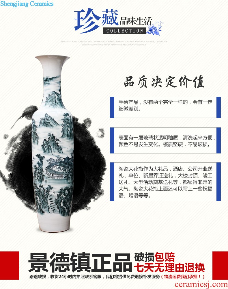 Jingdezhen ceramic large antique imitation Ming blue and white porcelain vase hand-painted home sitting room adornment handicraft furnishing articles