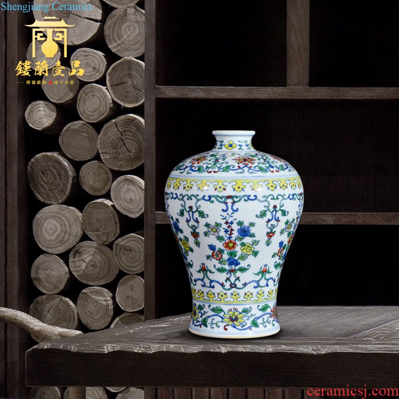 Jingdezhen ceramics high imitation colour dragon emperor qianlong pea green gourd flower vase home sitting room adornment