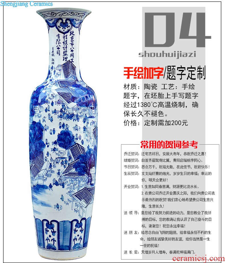 Jingdezhen ceramics by hand draw lotus flower vase furnishing articles sitting room of Chinese style household rich ancient frame flower decorations