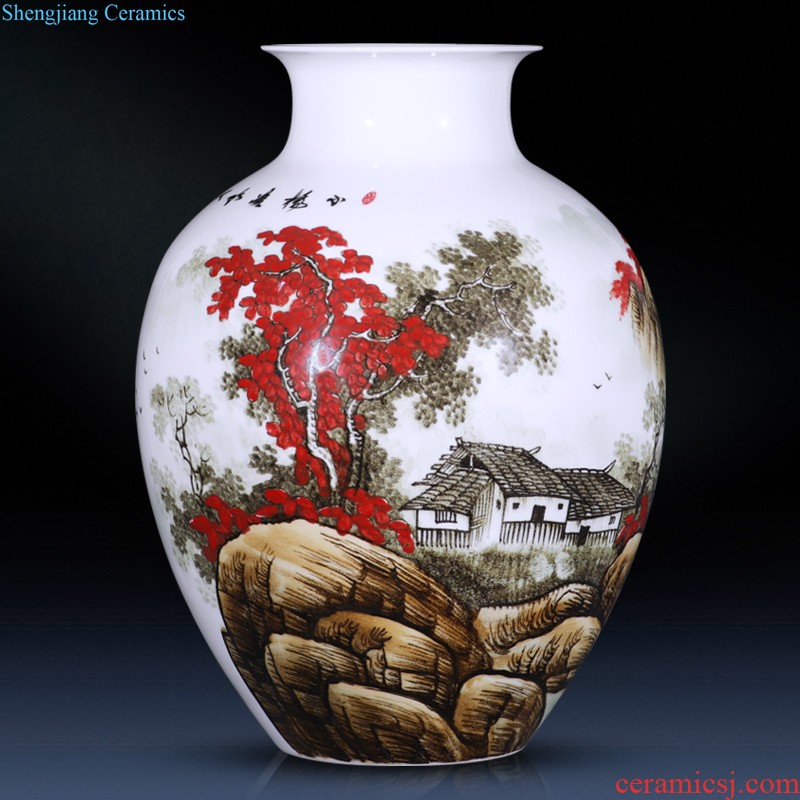 Jingdezhen ceramics vase furnishing articles sitting room ground vase large-sized hand-painted porcelain hotel club house sitting room adornment