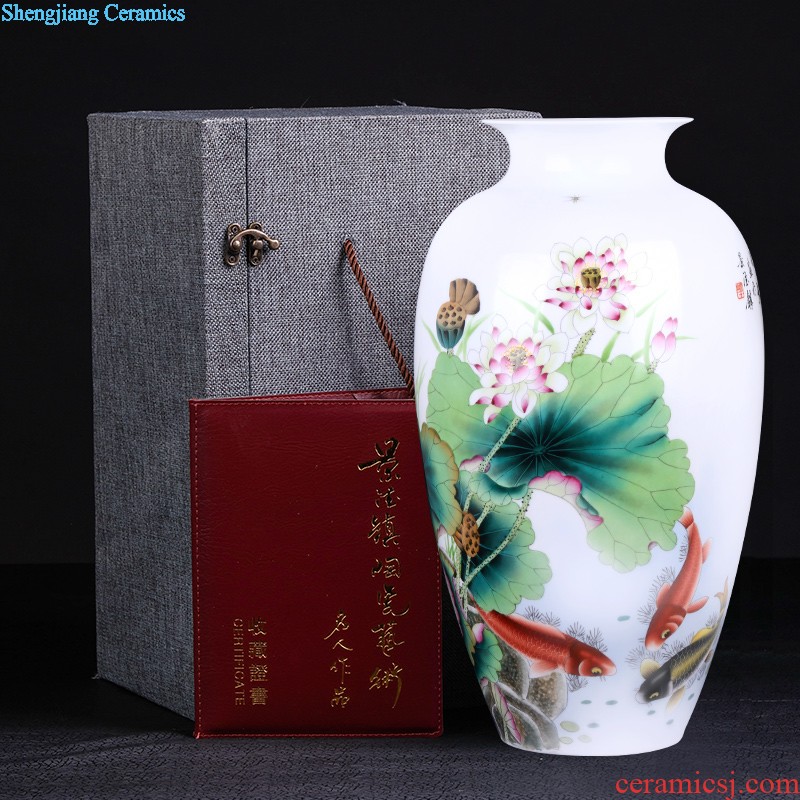 Jingdezhen ceramics vase imitation qing yongzheng blue bucket dragon grain mei bottles of Chinese style household adornment furnishing articles