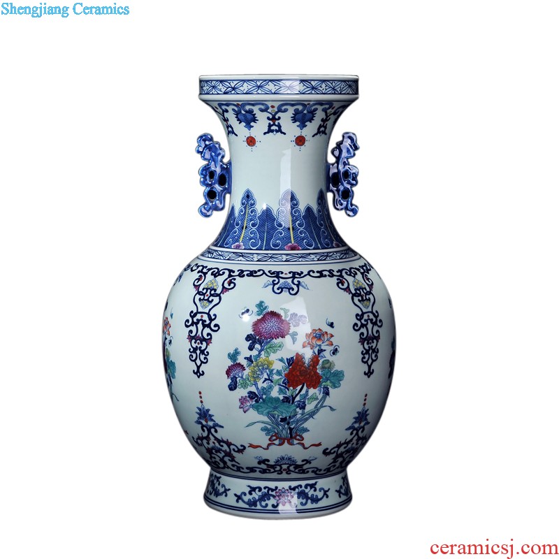 Jingdezhen porcelain Ceramic vase hand-painted porcelain youligong virtuous Chinese handicraft furnishing articles in the living room