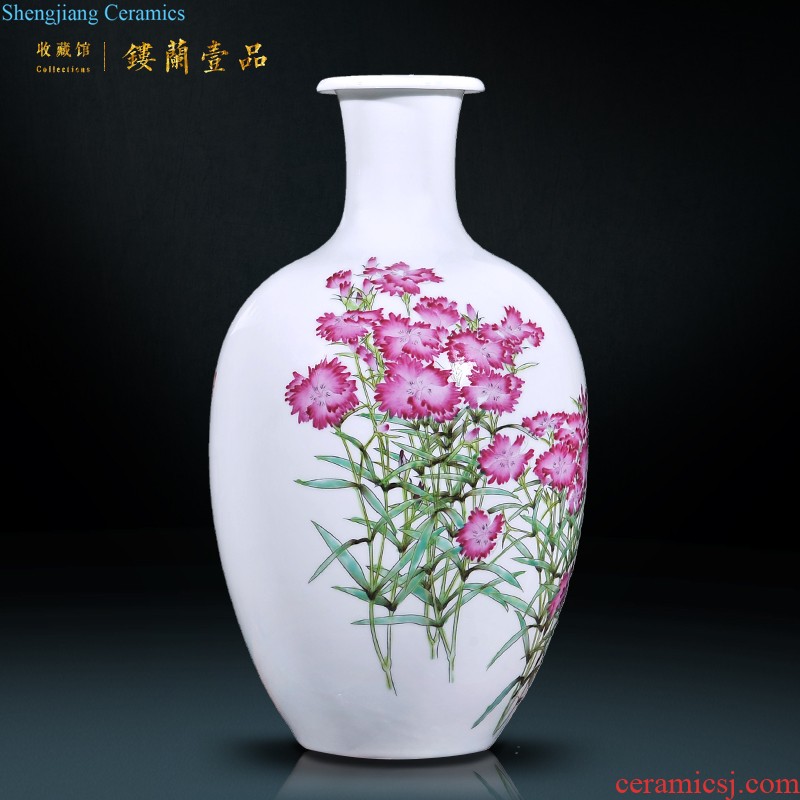 Jingdezhen ceramics imitation qing qianlong pastel auspicious ears big vase sitting room home decoration collection furnishing articles