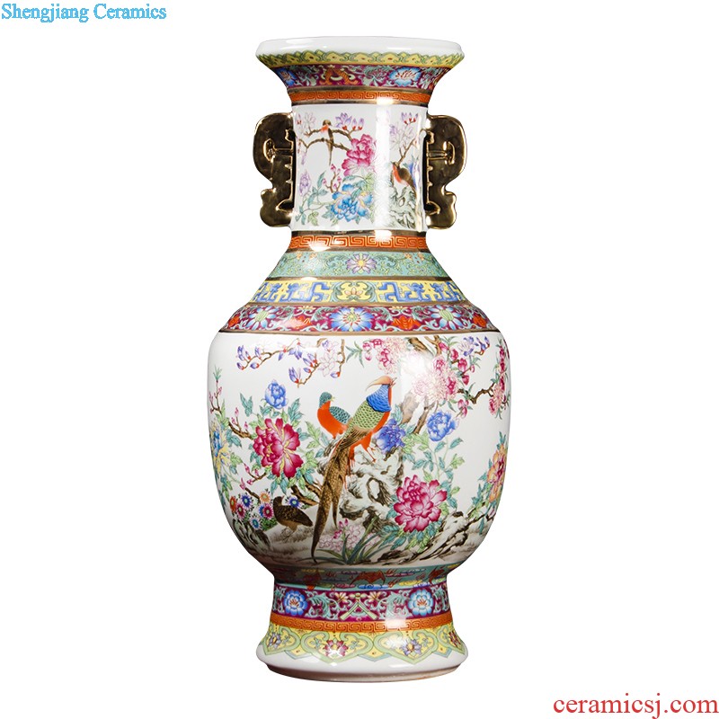 Jingdezhen ceramic large vases, flower arranging Chinese landscape painting home sitting room porch place large high decoration