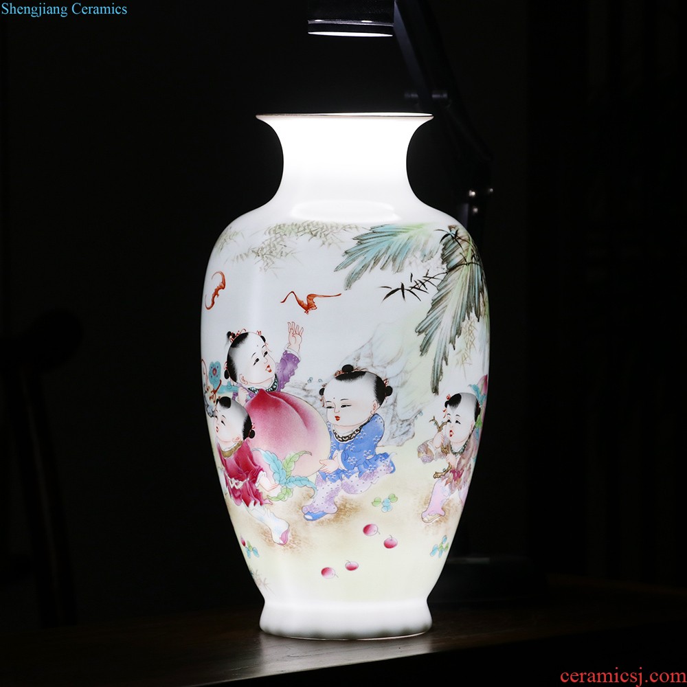 Jingdezhen ceramic vase furnishing articles flower arranging archaize sitting room both ears of blue and white porcelain vases, new Chinese style household decorations