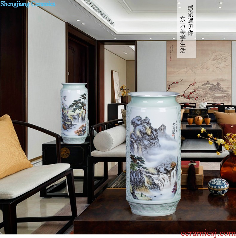 Jingdezhen ceramics vase sitting room place famous master hand draw pastel rich ancient frame home decoration decoration