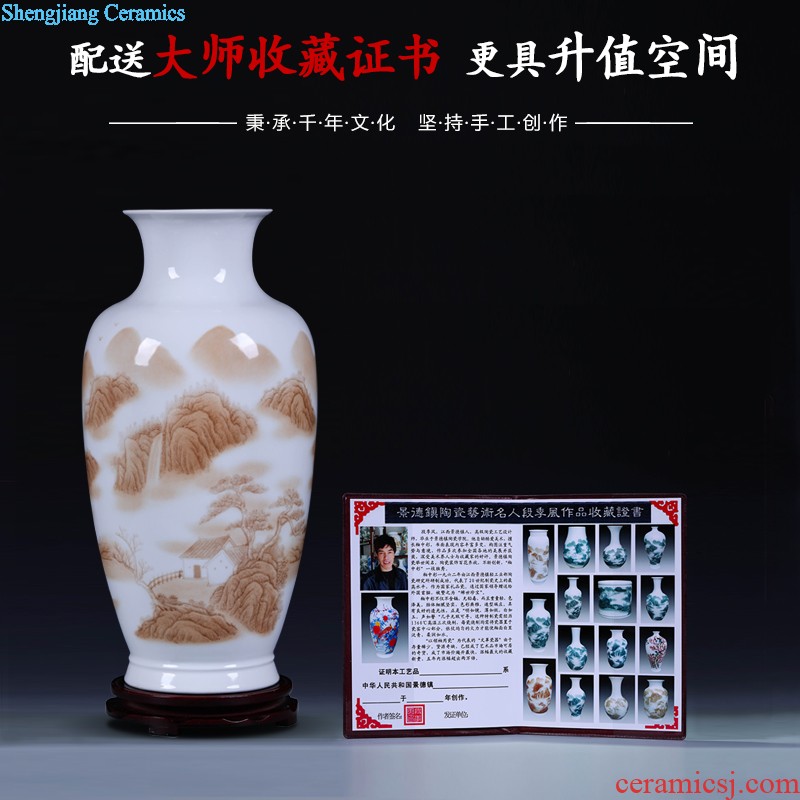 Jingdezhen ceramics lrene hand-painted yu le figure vase flower arranging, furnishing articles sitting room of Chinese style household decorations