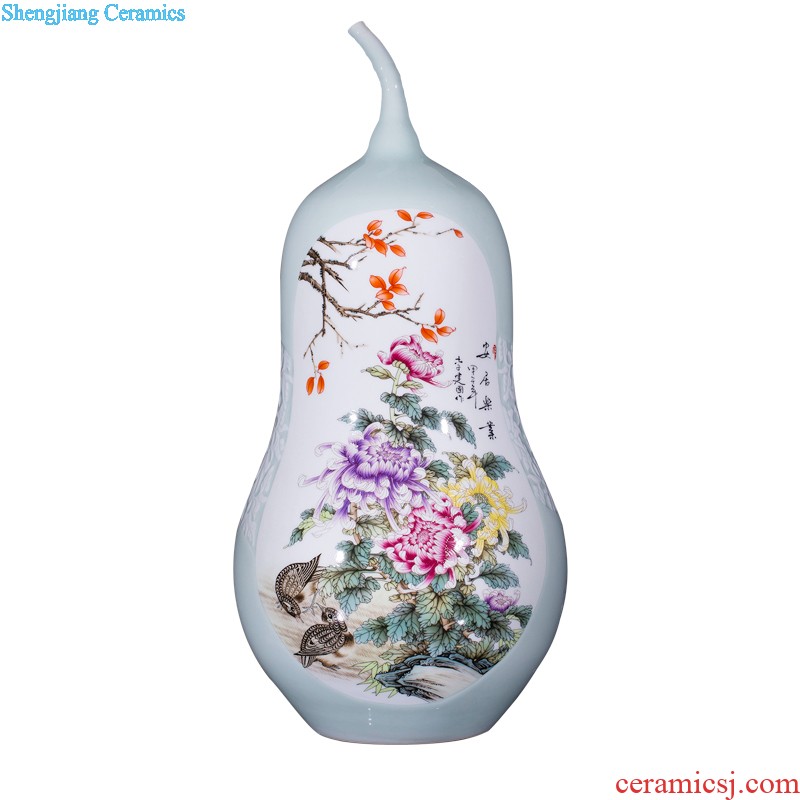 Jingdezhen ceramic antique hand-painted pastel peony flower vases, the sitting room porch decoration of Chinese style household furnishing articles