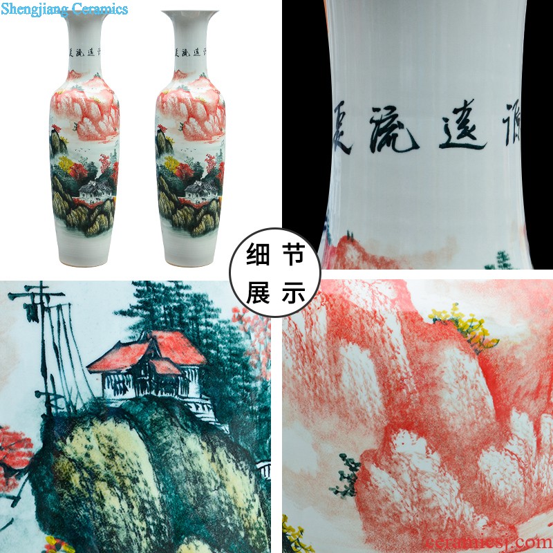 E197 jingdezhen ceramics of large blue and white porcelain vase and landscape painting home sitting room adornment is placed his feet