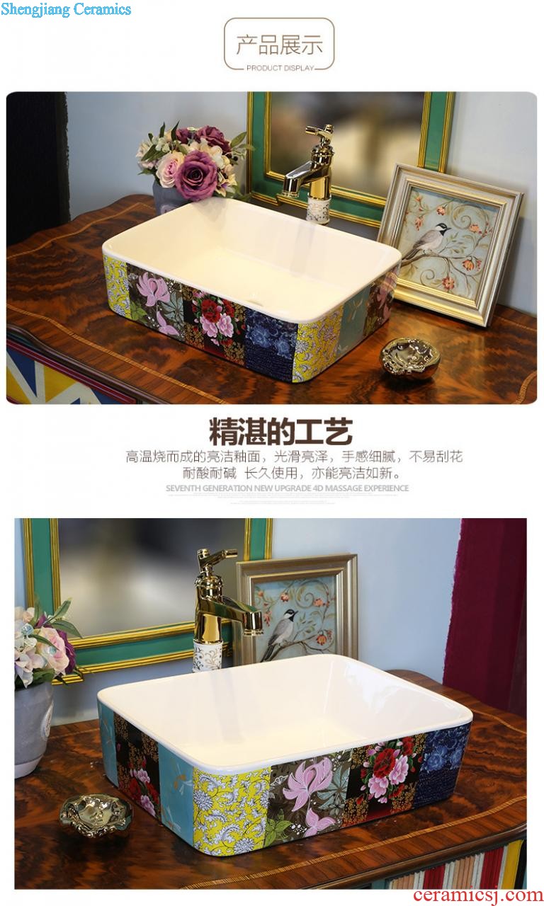 Post, neat square on the art of jingdezhen ceramic bowl lavatory sink basin peony square yellow gold