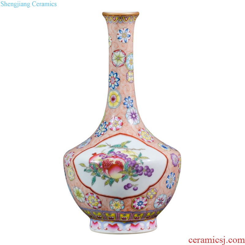 Jingdezhen ceramics hand-painted pastel wealth of large vases, new Chinese style living room flower arranging home furnishing articles