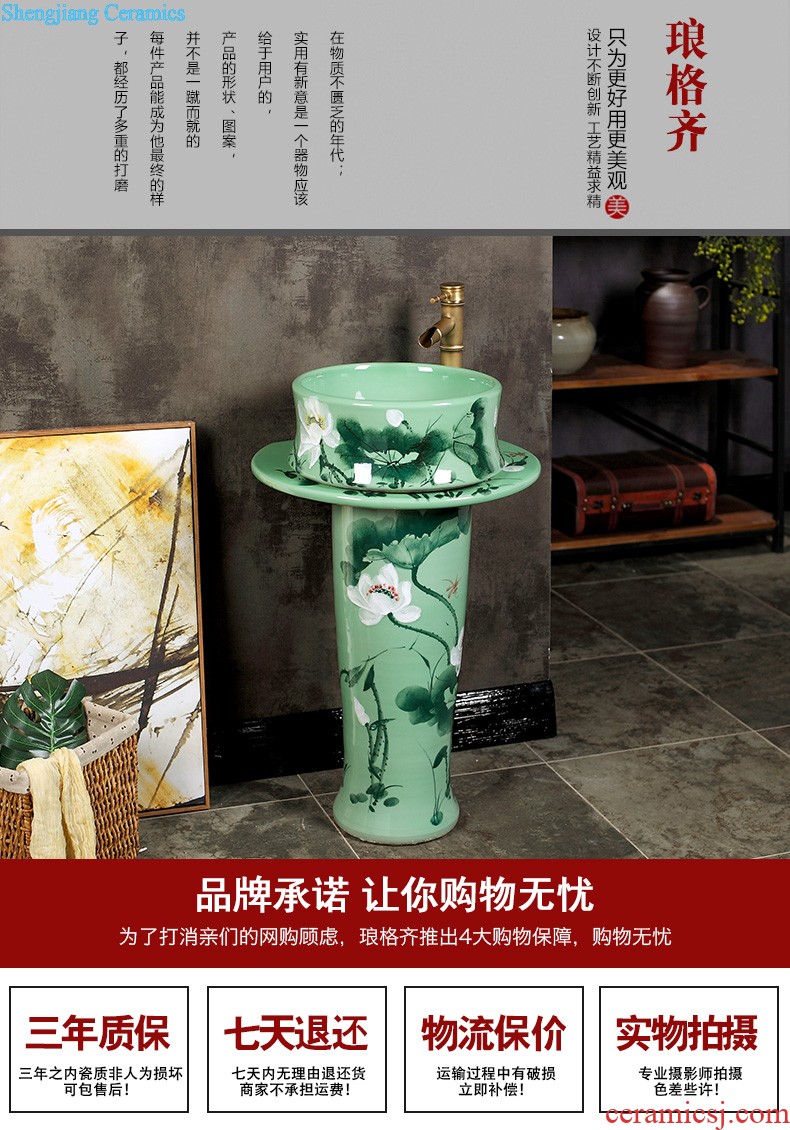 The sink pillar basin integrated ceramic basin of pillar type lavatory toilet column vertical floor balcony basin