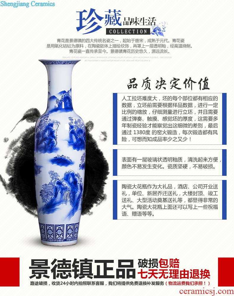 Jingdezhen ceramics antique hand-painted scenery peony home sitting room hotel adornment furnishing articles of large vase