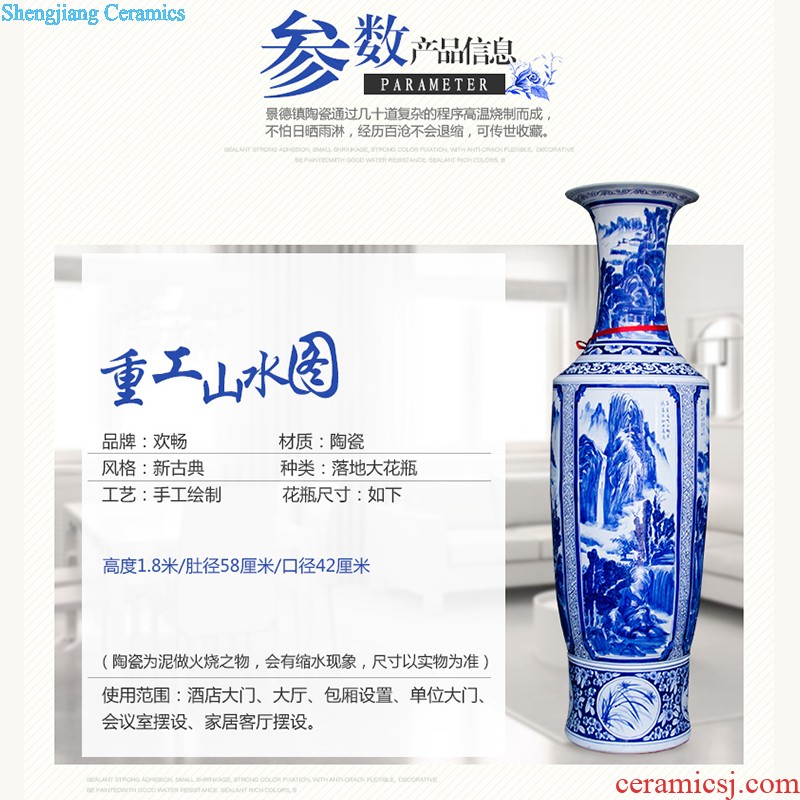 Sf62 jingdezhen ceramics of large blue and white porcelain vase carved dragon hand-painted quiver sitting room adornment is placed