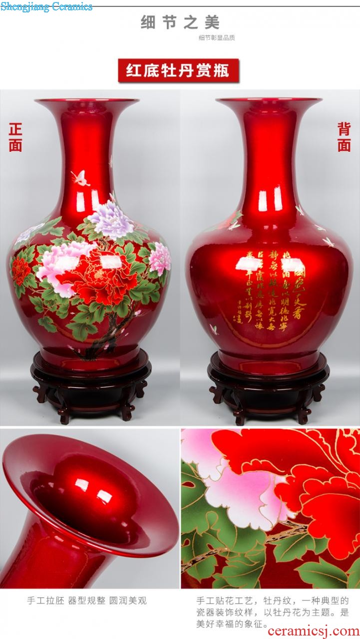 Jingdezhen ceramics high vases, flower arranging ruby red bottle gourd landing place large e084 sitting room porch decoration