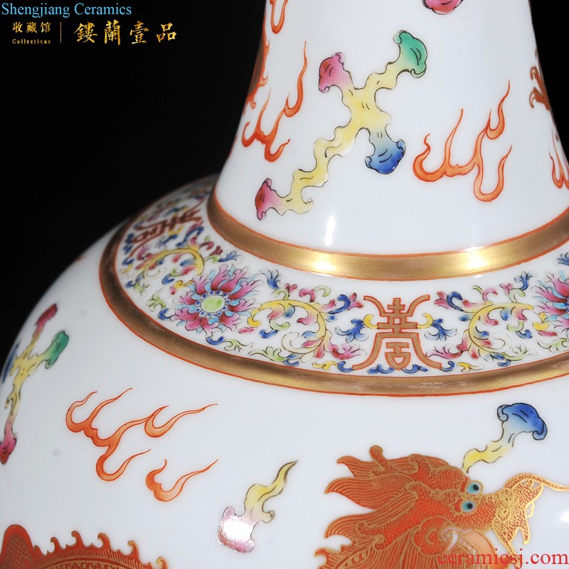 Jingdezhen imperial kiln chinaware archaize qianlong powder enamel vase okho spring sitting room adornment home furnishing articles